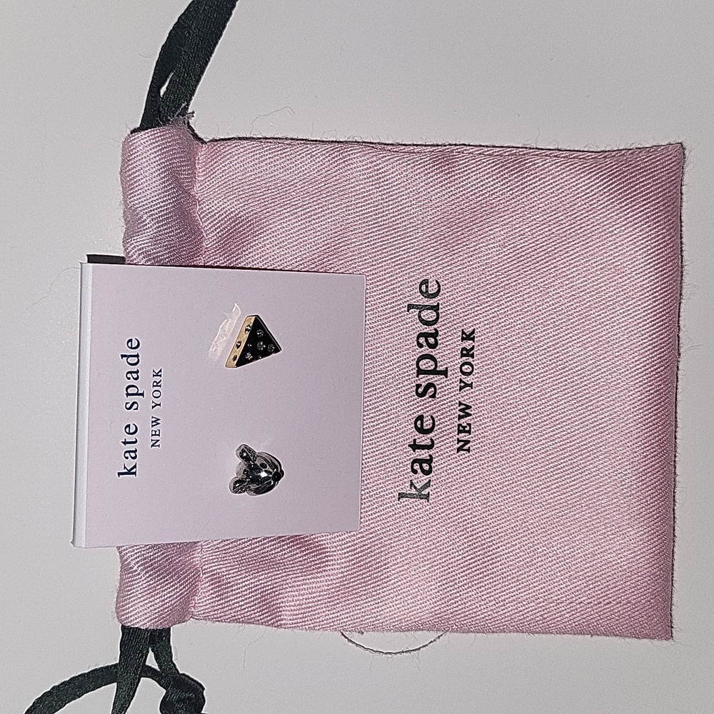 Nwt Kate Spade silver and gold mouse and cheese mismatched stud earrings - Picture 2 of 3